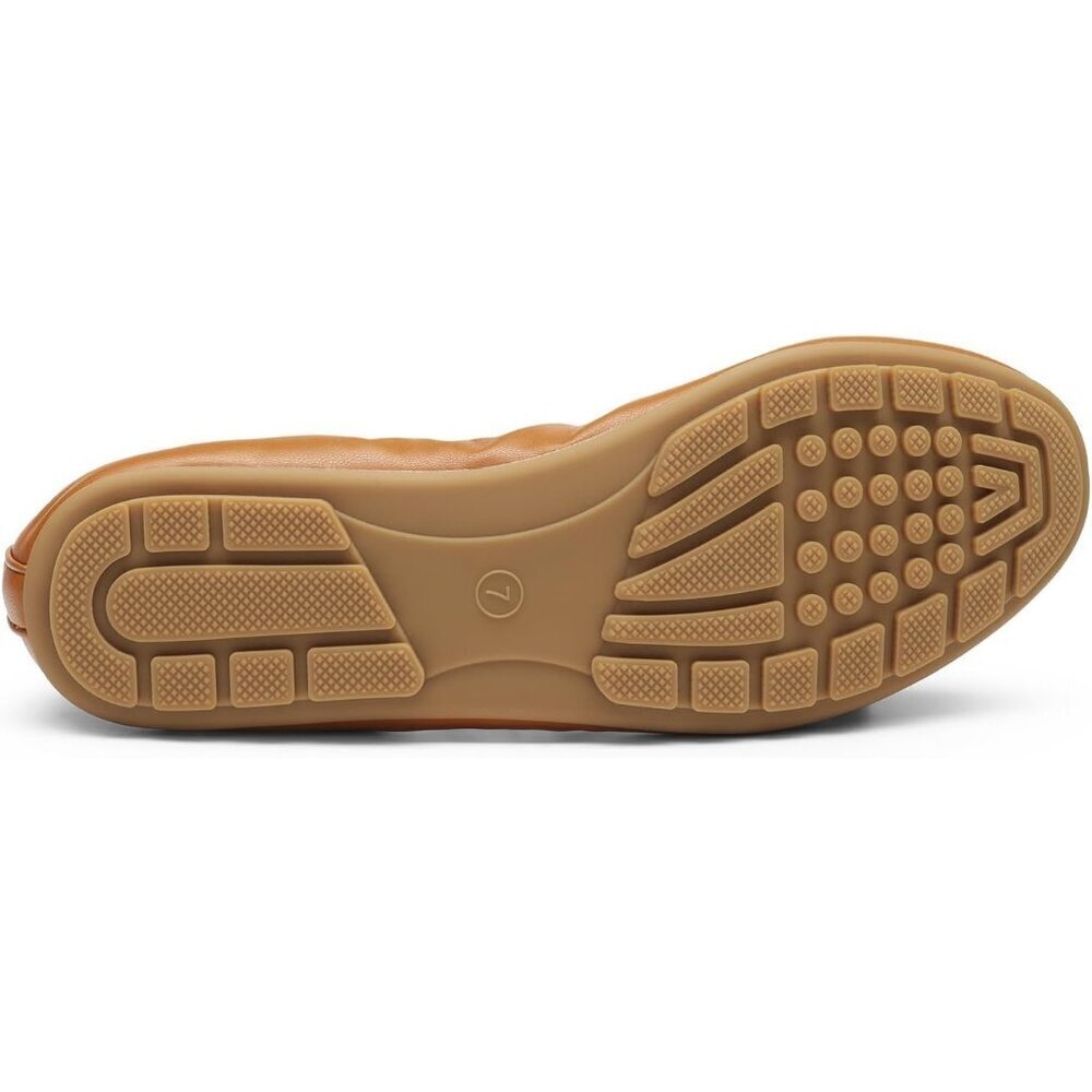 Women's Brown Flats Foldable Ballet Bowknot Round Toe Comfort Light Weight - Picture 5 of 8